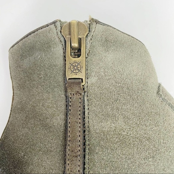 Bussola Western Leather Olive Green Distressed Ankle Bootie 6.5/7 - Picture 3 of 7